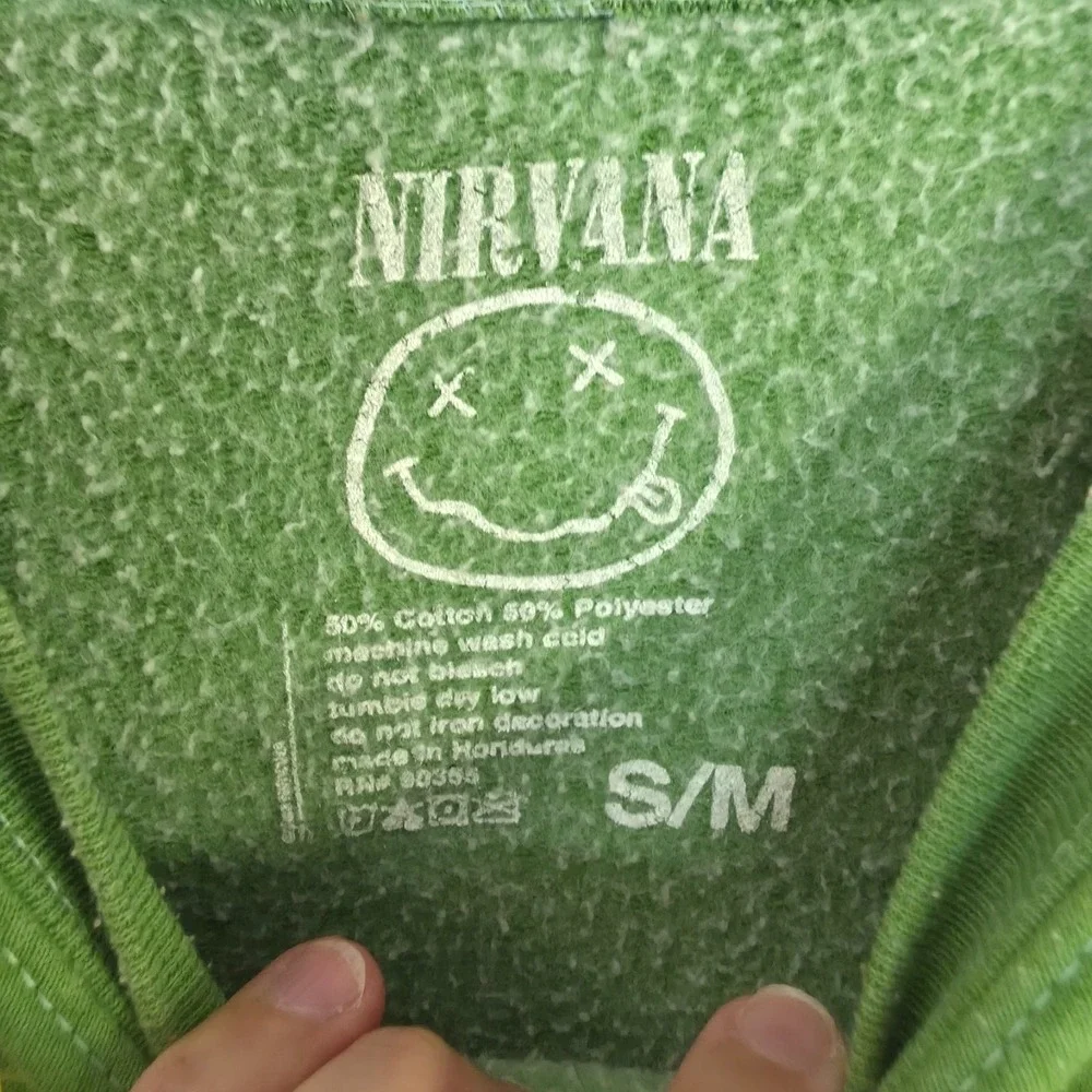 Nirvana Green Crewneck Oversized Sweatshirt Size S/M Smiley Face